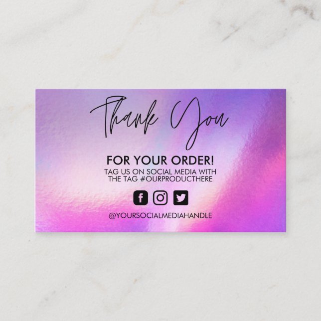Holographic Thank You Trendy Salon Business Card (Front)