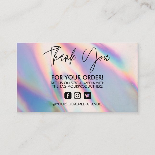 Holographic Thank You Trendy Salon Business Card (Front)