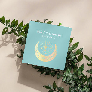 Holographic Third EYE Moon Yoga Spiritual Coach Square Business Card
