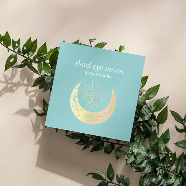 Holographic Third EYE Moon Yoga Spiritual Coach Square Business Card (Creator Uploaded)