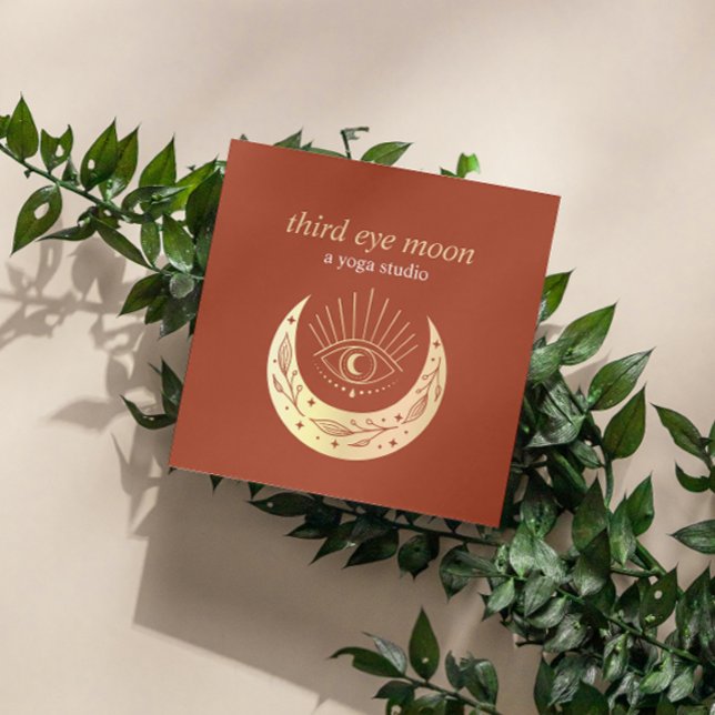Holographic Third EYE Moon Yoga Spiritual Coach Square Business Card (Creator Uploaded)