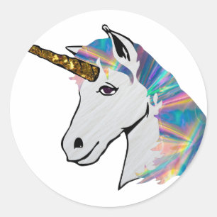 holographic unicorn classic round sticker