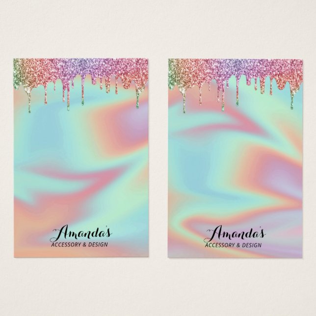 Holographic Unicorn Glitter Drips Earring Display (Front & Back)