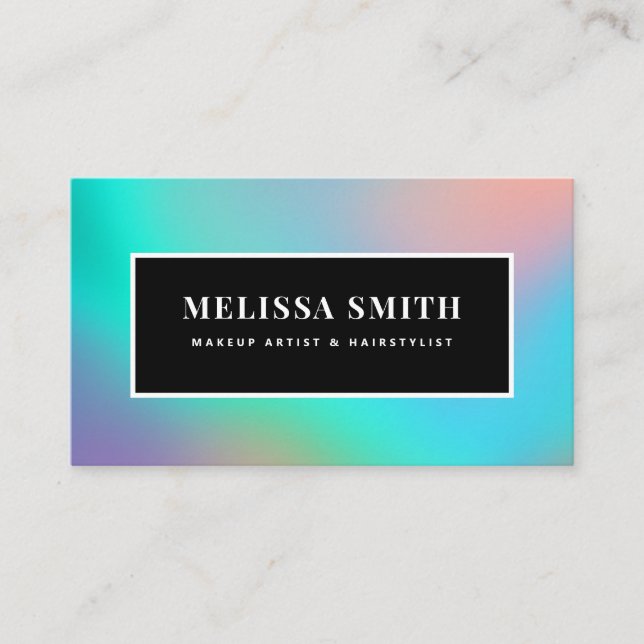 Holographic unicorn makeup hair glitter drips glam appointment card (Front)