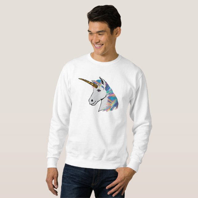 holographic unicorn mens sweatshirt (Front Full)