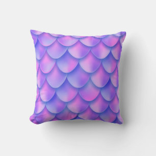 Holographic violet mermaid tail foil texture effec cushion