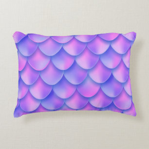 Holographic violet mermaid tail foil texture effec decorative cushion