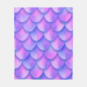Holographic violet mermaid tail foil texture effec fleece blanket