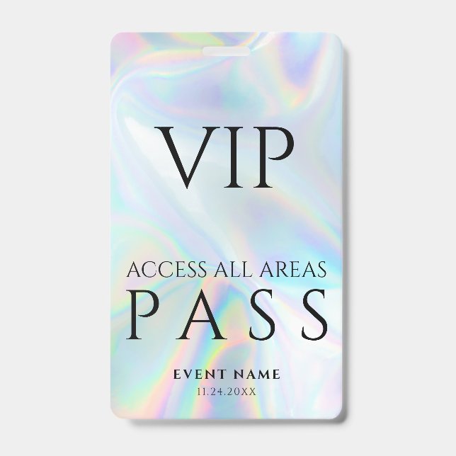 Holographic VIP All Access Pass Modern Event ID Badge (Front)