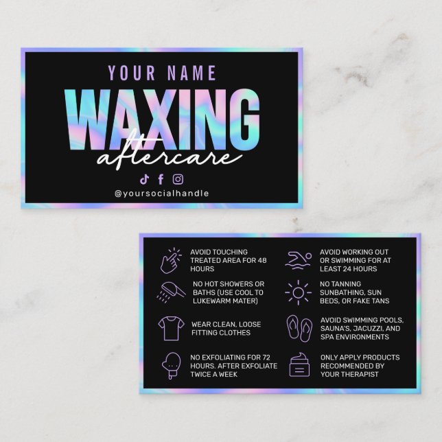 Holographic Waxing Aftercare Card (Front/Back)