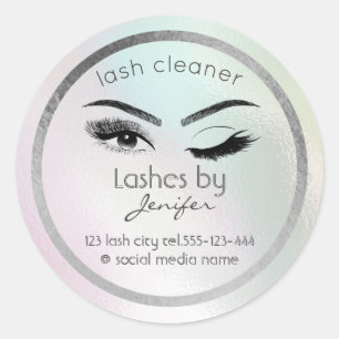 Holographic wink lash extension lash cleaner classic round sticker
