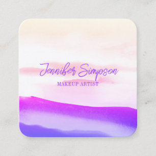 Holography Pink and Gold Abstract Typography Square Business Card