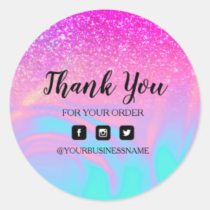Holography Unicorn Glitter Marble Classic Round Sticker