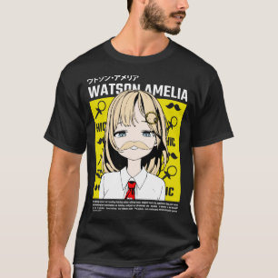 Hololive EN Amelia Watson Smug Moustache    T-Shirt