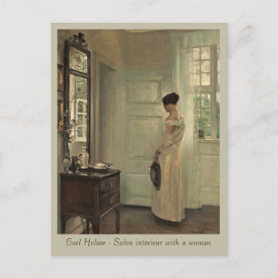 Holsøe Salon interieur with woman CC0571 Postcard