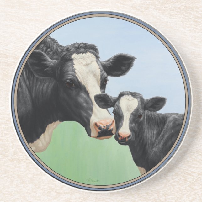 Holstein Cow and Calf Coaster (Front)