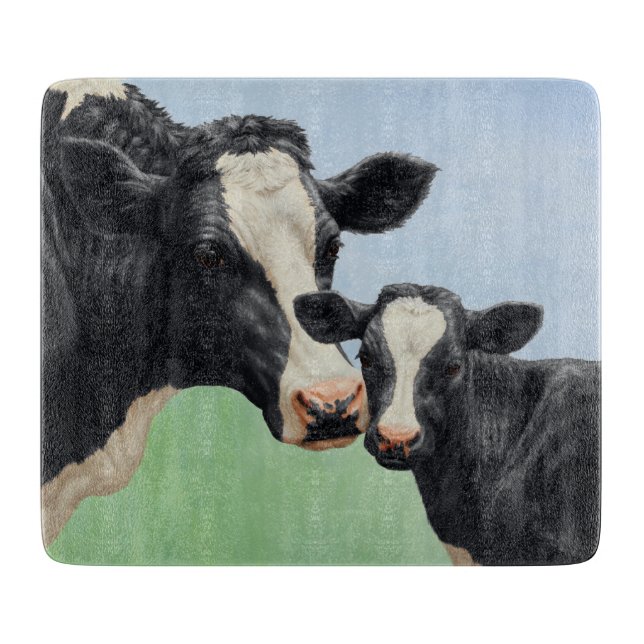 Holstein Cow and Calf Cutting Board (Front)