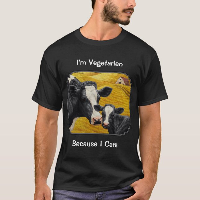 Holstein Cow and Calf Farm Vegetarian T-Shirt (Front)