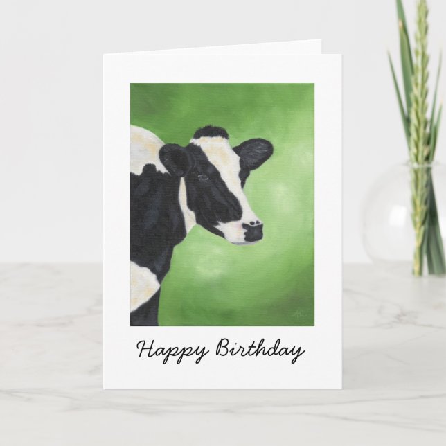 Holstein Cow Birthday Card (Front)