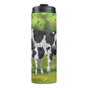 Holstein Cow & Cute Calf in Summer Pasture Thermal Tumbler