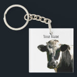 Holstein Cow Farm Animal Dairy Black & White Key Ring<br><div class="desc">Holstein Cow Farm Animal Dairy Black & White Cattle    Customise or personalise this with your name or business name or even a quote</div>