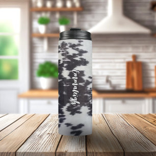 Holstein Cow Faux Leather Natural Look Thermal Tumbler