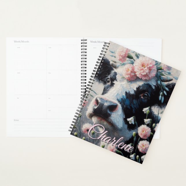 Holstein Cow Flowers Farm Farmhouse Personalised Planner (Display)