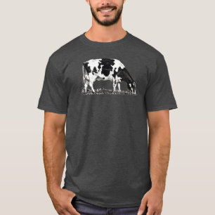 Holstein Cow Grazing Pencil Drawing of Dairy Cow, T-Shirt