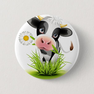 Holstein cow in grass 6 cm round badge