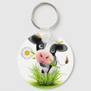 Holstein cow in grass key ring
