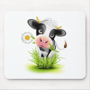 Holstein cow in grass mouse pad