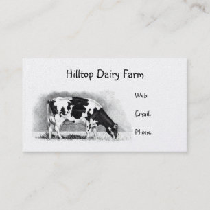 Holstein Cow in Pencil: Dairy, Milk, Farm Business Card