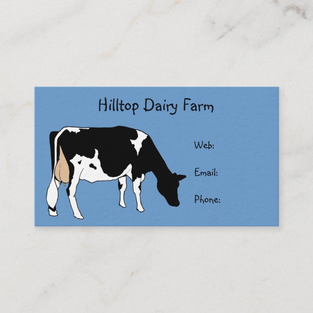 Holstein Cow Line Drawing: Dairy, Milk, Farm Business Card (Front)