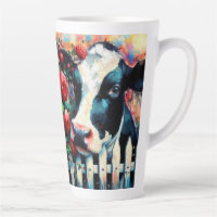 Holstein Cow Picket Fence Red Roses Black Red