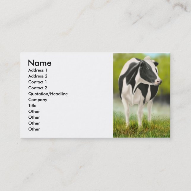Holstein Cow Profile Card (Front)