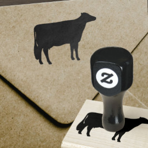 Holstein Cow Silhouette   Country Farm Animal Rubber Stamp