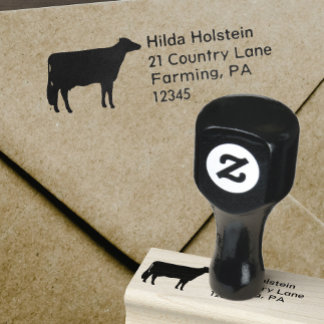 Holstein Cow Silhouette Custom Return Address Rubber Stamp
