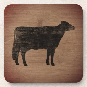 Holstein Cow Silhouette Rustic Style Coaster
