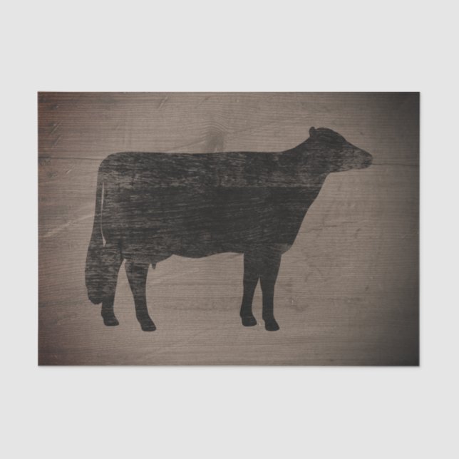 Holstein Cow Silhouette Rustic Style Cute Country Tissue Paper (Front)