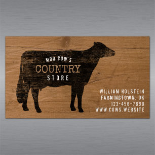 Holstein Cow Silhouette Rustic Style Magnetic Business Card