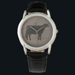 Holstein Cow Silhouette Watch<br><div class="desc">This original Holstein cow silhouette wrist watch is available in assorted styles for men, women and kids. A cool fashion accessory that makes a great gift for cow lovers. Faux weathered wood style. Visit Jenn’s Doodle World for many more stylish watches for animal lovers.</div>