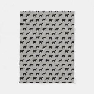Holstein Cow Silhouettes Pattern Grey and Black Fleece Blanket