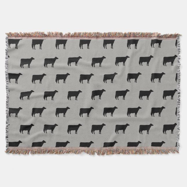 Holstein Cow Silhouettes Pattern Throw Blanket (Front)