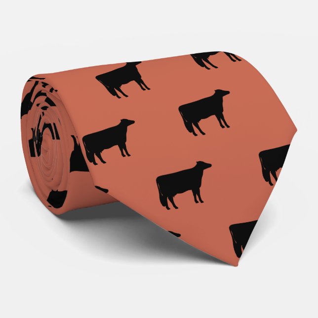 Holstein Cow Silhouettes Pattern Tie (Rolled)