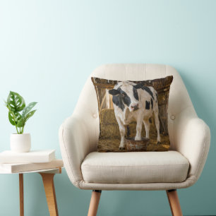 Holstein Cow Standing in a Rusty Bucket Cushion