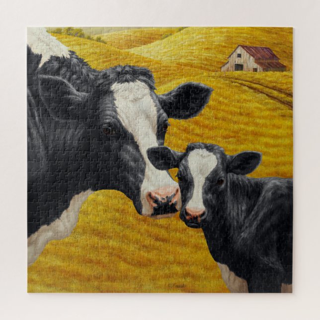 Holstein Cows and Old Wood Barn Jigsaw Puzzle (Vertical)
