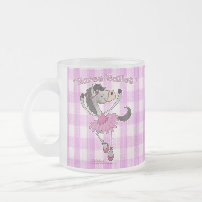 Holsteiner Horse Ballet Frosted Glass Coffee Mug (Left)
