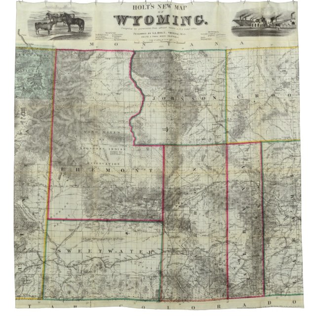 Holt's New Map, Wyoming Shower Curtain (Front)