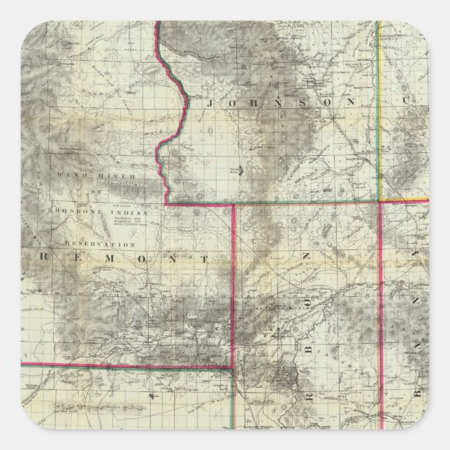 Holt's New Map, Wyoming Square Sticker (Front)