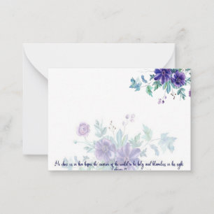 Holy and blameless, purple watercolor floral card